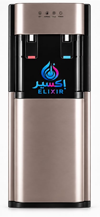 Elixir hot and cold water dispenser in champagne steel