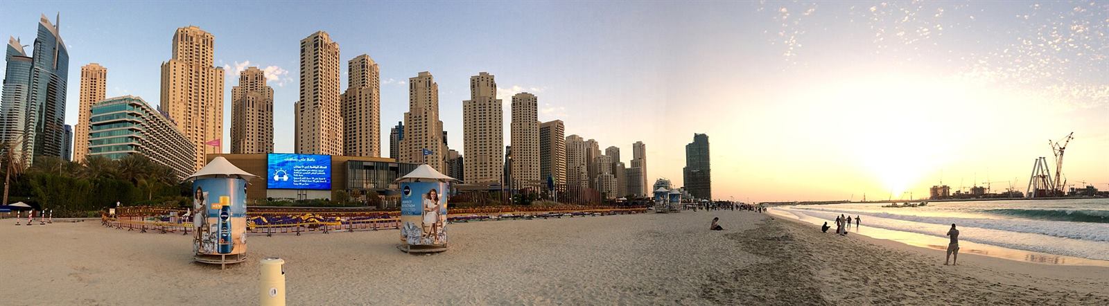 Dubai Marina beach at sunset